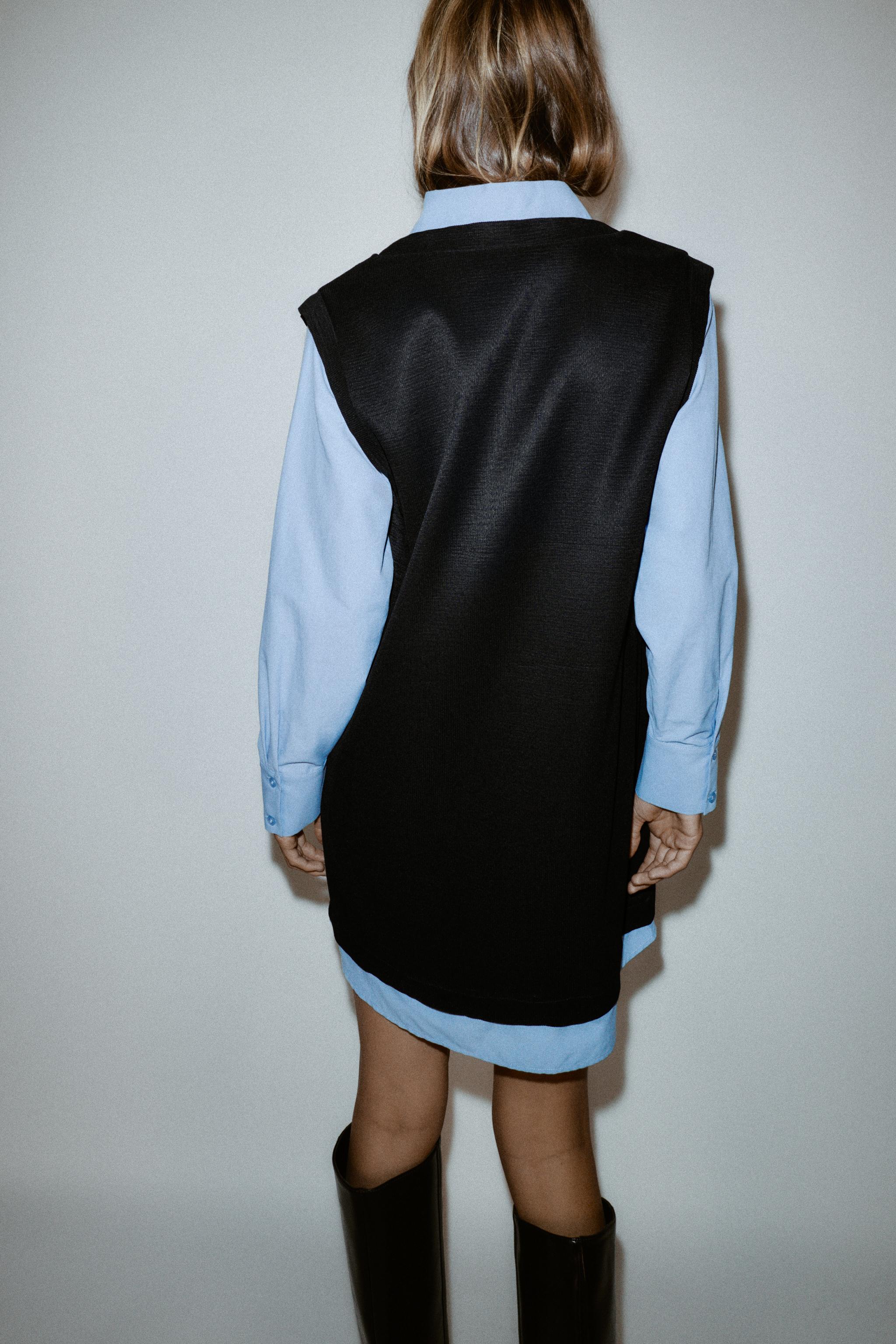 COMBINED POPLIN MINI DRESS